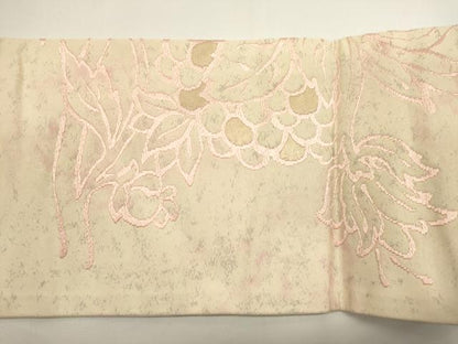 平和屋着物◎九寸名古屋帯　唐織　草花文　金糸　正絹　逸品　DABH1541cd