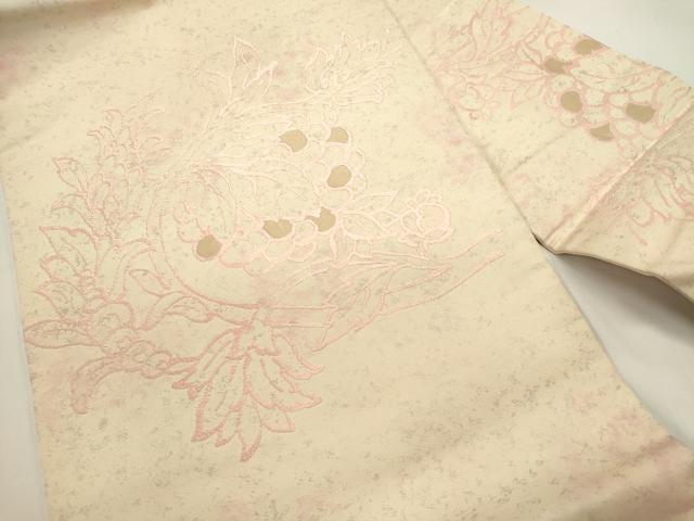 平和屋着物◎九寸名古屋帯　唐織　草花文　金糸　正絹　逸品　DABH1541cd