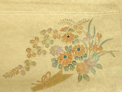 平和屋着物◎六通柄袋帯　螺鈿　霞文　引箔　ワンポイント　正絹　逸品　DABH0104op