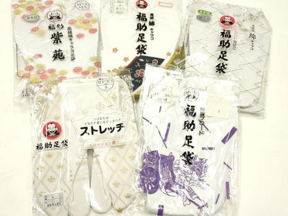 平和屋着物▼和装小物　足袋　まとめて5点　福助　白　4枚・5枚コハゼ　21.5～22.5cm　AABJ5923ay
