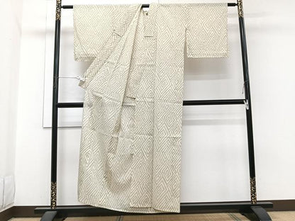 平和屋着物＊夏物　小紋　紗　菱文　洗える着物　未使用　CABI3753xi
