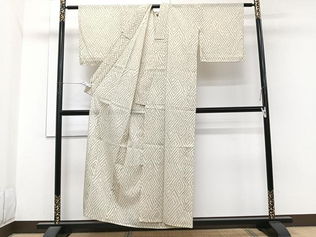平和屋着物＊夏物　小紋　紗　菱文　洗える着物　未使用　CABI3753xi