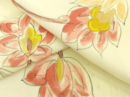 平和屋着物●羽織・コート　反物　羽尺　地紋起こし　手描き　枝花文　暈し染め　逸品　未使用　DABG7188zy