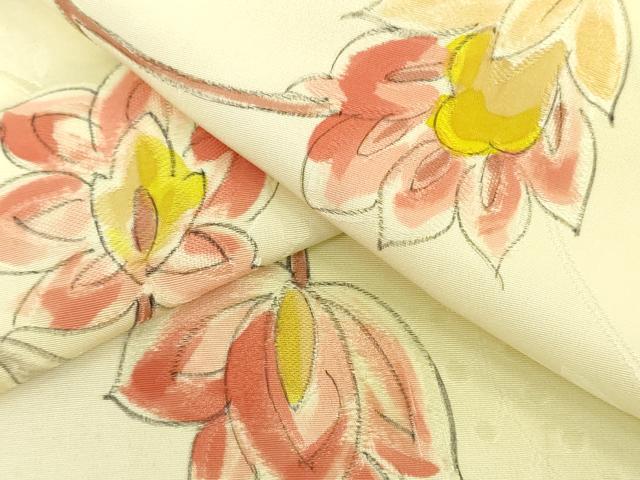 平和屋着物●羽織・コート　反物　羽尺　地紋起こし　手描き　枝花文　暈し染め　逸品　未使用　DABG7188zy
