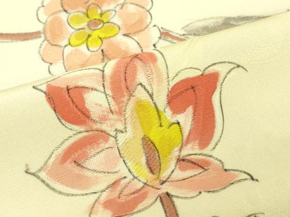 平和屋着物●羽織・コート　反物　羽尺　地紋起こし　手描き　枝花文　暈し染め　逸品　未使用　DABG7188zy