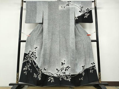 平和屋着物●訪問着　南天文　シルエット　たたき染め　正絹　逸品　CABH9769ut