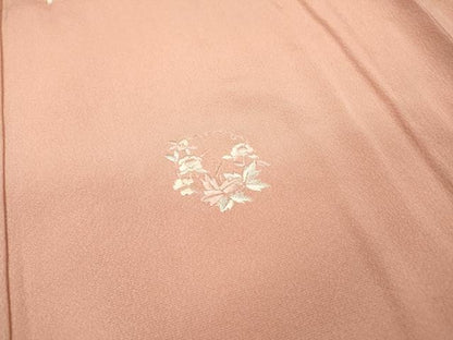 平和屋着物▽訪問着　単衣　総刺繍　舞蝶花丸文　金糸　正絹　逸品　DABG5538fe