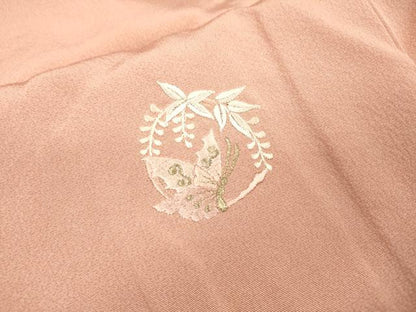 平和屋着物▽訪問着　単衣　総刺繍　舞蝶花丸文　金糸　正絹　逸品　DABG5538fe