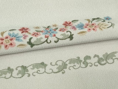 平和屋着物▽上質な小紋　単衣　花唐草文　正絹　逸品　DABG9703sf