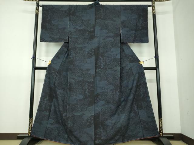 平和屋着物●結城紬　100亀甲　雲取り籬花文　正絹　逸品　DABG8253ps