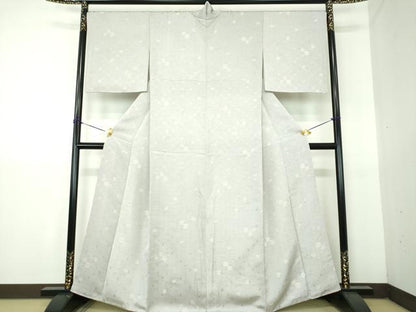 平和屋着物●ぜんまい紬　花織　ろうけつ染め　幾何学文様　正絹　逸品　DABG8256ps