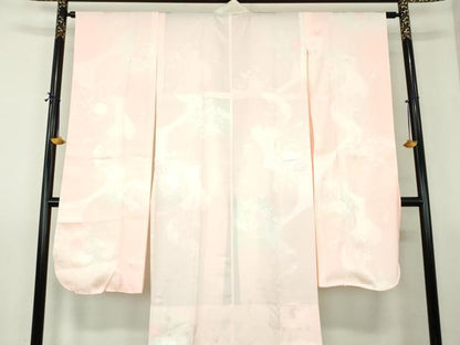 平和屋着物●振袖用長襦袢　無双仕立て　半衿刺繍　花籠地紋　暈し染め　正絹　逸品　DABG8211ps