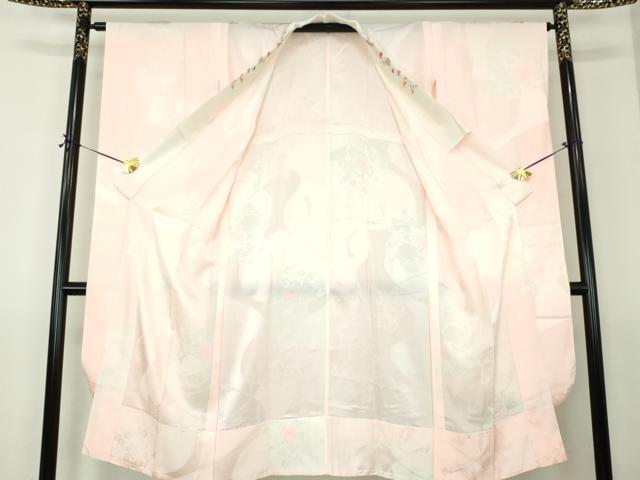 平和屋着物●振袖用長襦袢　無双仕立て　半衿刺繍　花籠地紋　暈し染め　正絹　逸品　DABG8211ps