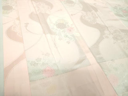 平和屋着物●振袖用長襦袢　無双仕立て　半衿刺繍　花籠地紋　暈し染め　正絹　逸品　DABG8211ps