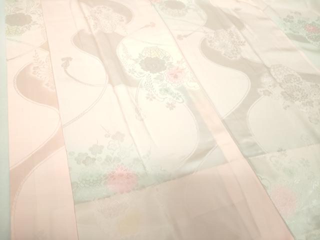 平和屋着物●振袖用長襦袢　無双仕立て　半衿刺繍　花籠地紋　暈し染め　正絹　逸品　DABG8211ps