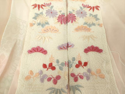 平和屋着物●振袖用長襦袢　無双仕立て　半衿刺繍　花籠地紋　暈し染め　正絹　逸品　DABG8211ps