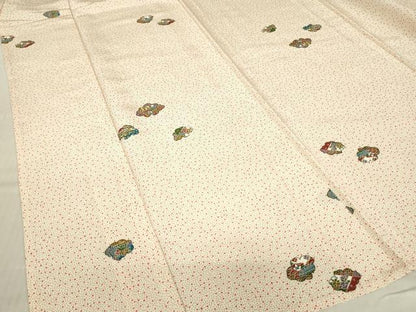 平和屋着物▽上質な小紋　単衣　雲取り青海波花文　正絹　逸品　DABG0707az