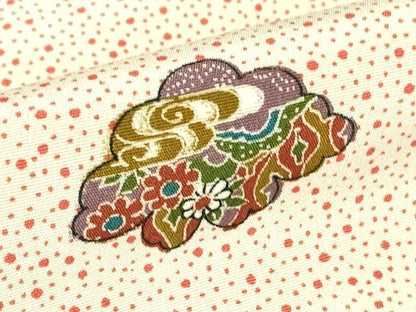 平和屋着物▽上質な小紋　単衣　雲取り青海波花文　正絹　逸品　DABG0707az
