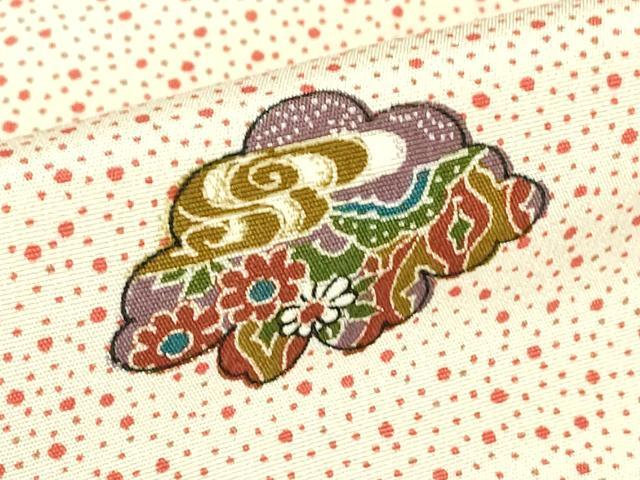 平和屋着物▽上質な小紋　単衣　雲取り青海波花文　正絹　逸品　DABG0707az