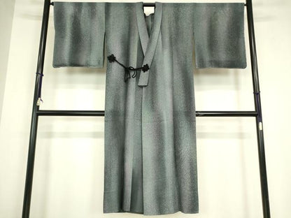 平和屋着物▽道中着　スリーシーズン　春夏秋　塵除け　作家物　霞文　ロング丈　反端付き　正絹　逸品　DABG0717az