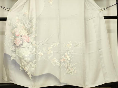 平和屋着物▽訪問着　単衣　友禅　刺繍　花籠文　正絹　逸品　DABG0714az
