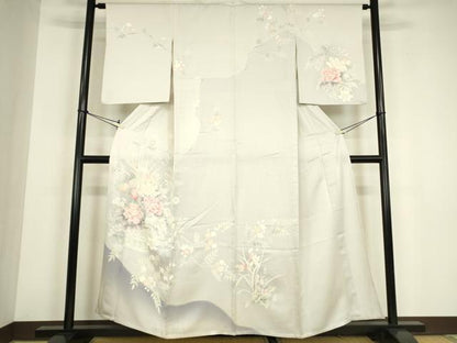 平和屋着物▽訪問着　単衣　友禅　刺繍　花籠文　正絹　逸品　DABG0714az