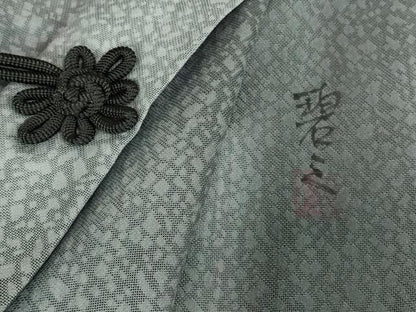 平和屋着物▽道中着　スリーシーズン　春夏秋　塵除け　作家物　霞文　ロング丈　反端付き　正絹　逸品　DABG0717az