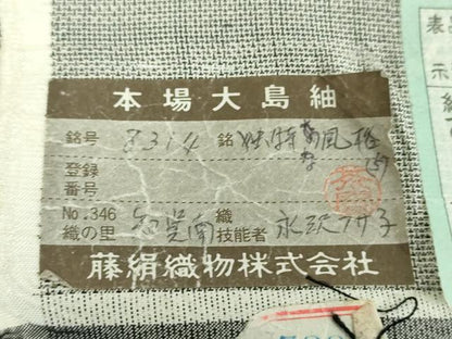 平和屋着物●都喜ヱ門　本場大島紬　白大島　9マルキ　独特な風格　藤絹織物謹製　証紙付き　正絹　逸品　未使用　DABG8444ps