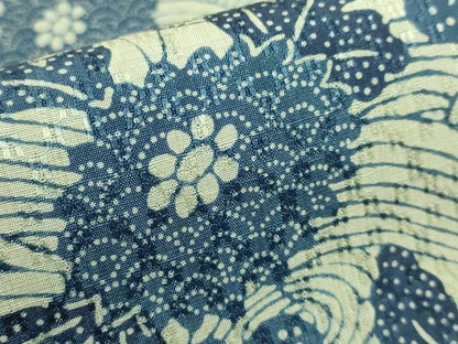平和屋本店●極上 藍造り国選定無形文化財 藍師・佐藤昭人 大澤石雄 大澤一雄 両面 全通柄袋帯 藍染 花織 証紙付 逸品 未使用 DZAB0240kh6