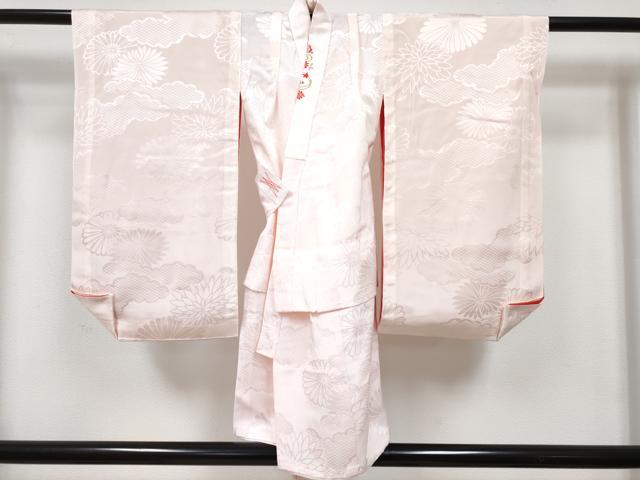 平和屋着物[]七五三　女の子　３歳　祝着　三つ身　長襦袢(袷・半衿刺繍)セット　鞠花文　暈し染め　金彩　逸品　DABG3014ma