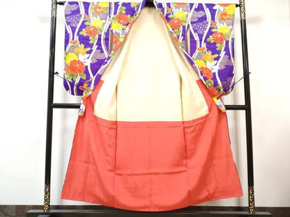 平和屋着物∵女の子　十三参り　子供　祝着・長襦袢(袷・半衿刺繍)セット　立涌牡丹花文　金彩　逸品　DABG3008ma
