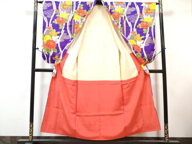 平和屋着物∵女の子　十三参り　子供　祝着・長襦袢(袷・半衿刺繍)セット　立涌牡丹花文　金彩　逸品　DABG3008ma