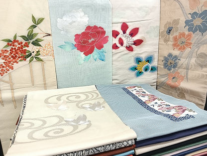 平和屋着物■夏物 名古屋帯 絽 紗 まとめて 50点 蝶 花柄 アンティーク 羅 絽綴れ 駒刺繍 金銀糸 など 未使用品あり 全て正絹 mmm1186