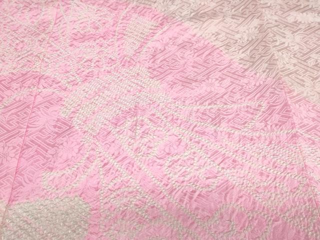 平和屋着物●振袖用長襦袢　袷　絞り　束ね熨斗草花文　半衿刺繍　正絹　逸品　DABG2411ud