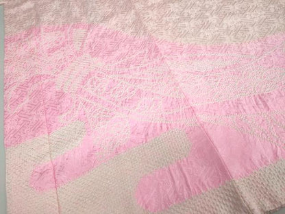 平和屋着物●振袖用長襦袢　袷　絞り　束ね熨斗草花文　半衿刺繍　正絹　逸品　DABG2411ud