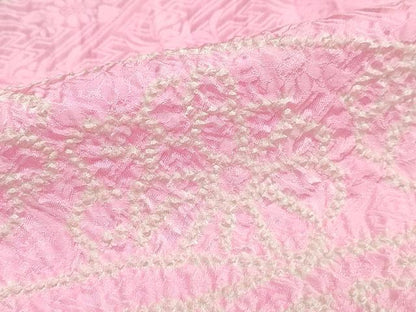 平和屋着物●振袖用長襦袢　袷　絞り　束ね熨斗草花文　半衿刺繍　正絹　逸品　DABG2411ud