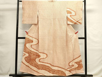 平和屋着物■訪問着　総絞り　流水花文　正絹　逸品　DABH1610cd
