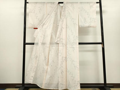 平和屋着物＊夏物　小紋　絽　草木文　洗える着物　CABH7841ze