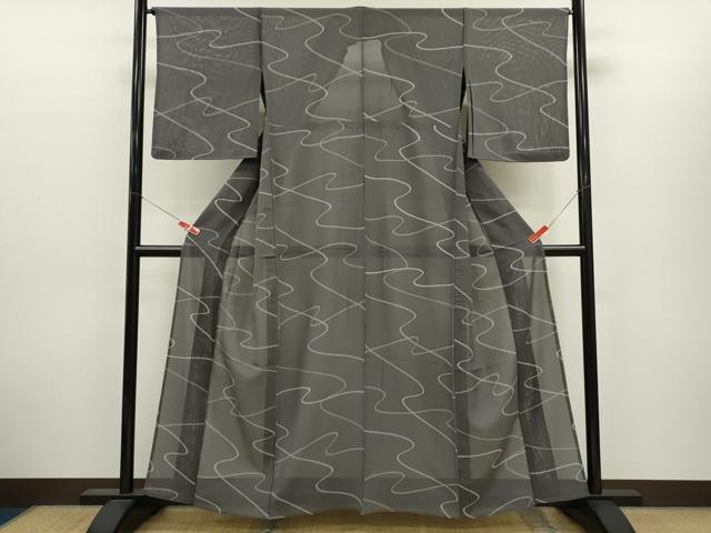 平和屋着物＊夏物　小紋　絽　抽象文　正絹　逸品　CABH7837ze