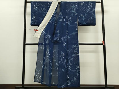 平和屋着物＊夏物　小紋　絽　ろうけつ染め　枝花文　正絹　逸品　CABH7835ze