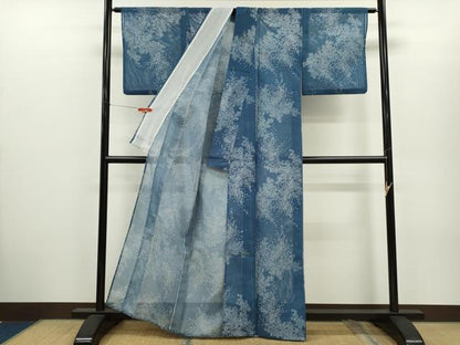 平和屋着物＊夏物　小紋　絽　草木文　洗える着物　CABH7845ze