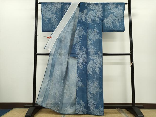 平和屋着物＊夏物　小紋　絽　草木文　洗える着物　CABH7845ze