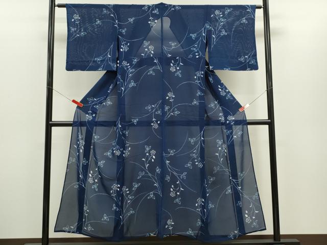 平和屋着物＊夏物　小紋　絽　ろうけつ染め　枝花文　正絹　逸品　CABH7835ze