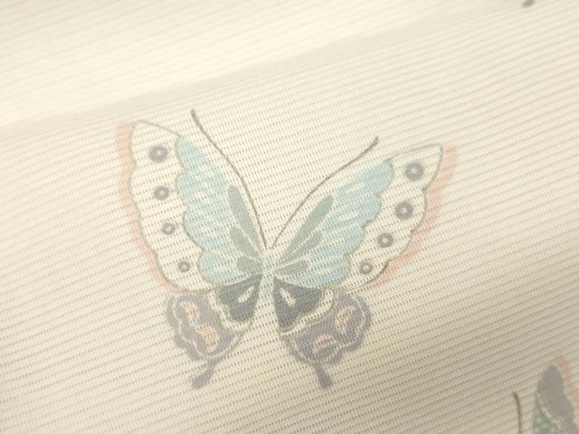 平和屋着物＊夏物　小紋　絽　舞蝶文　洗える着物　CABH7846ze