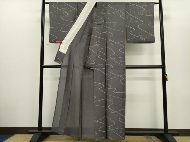 平和屋着物＊夏物　小紋　絽　抽象文　正絹　逸品　CABH7837ze