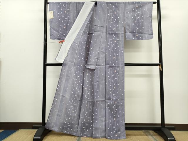 平和屋着物＊夏物　小紋　絽　箔散らし　暈し染め　洗える着物　CABH7839ze