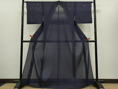 平和屋着物＊夏物　色無地　絽　黒紅色　洗える着物　CABH7848ze