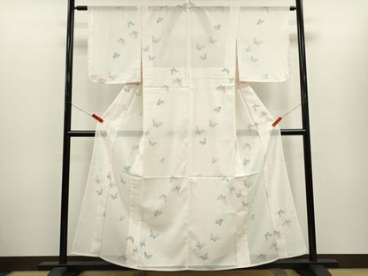 平和屋着物＊夏物　小紋　絽　舞蝶文　洗える着物　CABH7846ze