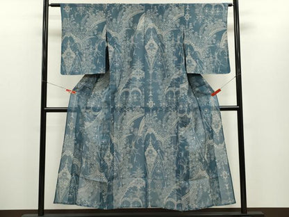 平和屋着物＊夏物　小紋　絽　更紗花唐草文　正絹　逸品　CABH7852ze