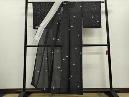 平和屋着物＊夏物　小紋　絽　絞り　菱文　正絹　逸品　CABH7855ze